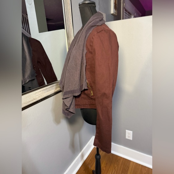 BKE Flyaway Denim Boho Jacket in bitter chocolate size small. - Picture 6 of 9